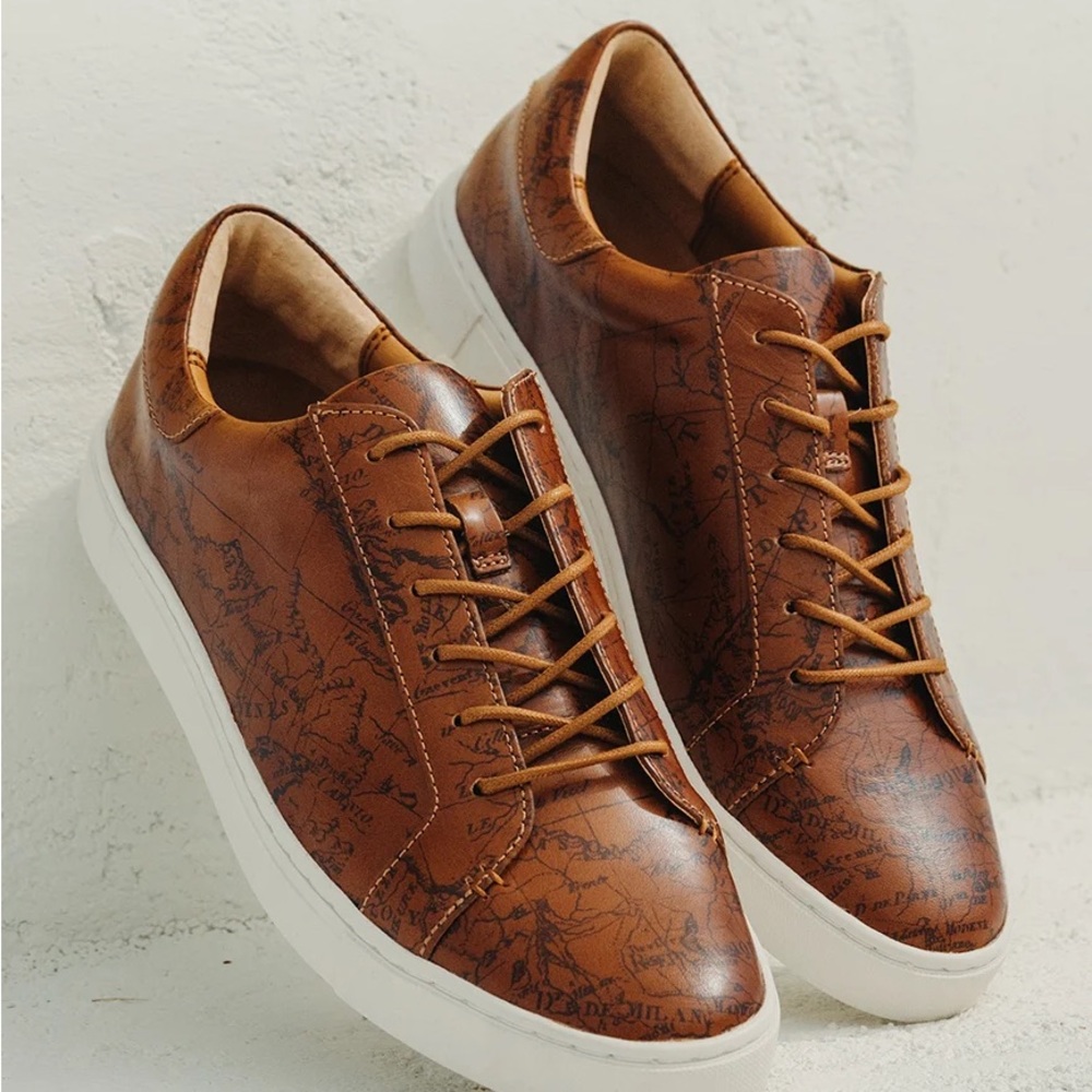 Patricia Nash Tan Brown Leather-Print Sneakers